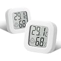 flintronic 2pcs Room Thermometer Hygrometer Indoor, Mini Digital Temperature Humidity Meter Gauge, Accurate Hygrometer with Clear LCD Display and Face Icons for Home Baby,Office,Garden(with Battery)