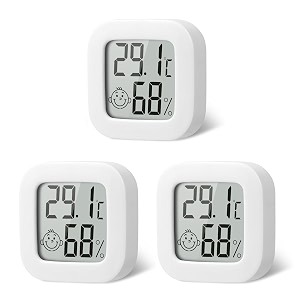 flintronic 3pcs room thermometer hygrometer indoor mini digital temperature humidity meter gauge accurate hygrometer with clear lcd display and face icons for home babyoffice gardenwith battery