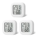 flintronic 3pcs Room Thermometer Hygrometer Indoor, Mini Digital Temperature Humidity Meter Gauge, Accurate Hygrometer with Clear LCD Display and Face Icons for Home Baby,Office, Garden(with Battery)