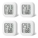 Flintronic Indoor Thermometer Hygrometer, 4PCS Mini Thermometer Hygrometer Indoor Digital High Accuracy, Temperature Monitor Humidity Meter Comfort Level Indicator for Home, Office