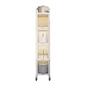 Flip-top Slim Storage Cart,Narrow Gap Cart with Universal Wheels,Bathroom Organizer Cabinet,for Laundry Narrow Places Bathroom Small Corner(5 tiers-25x40x149cm)