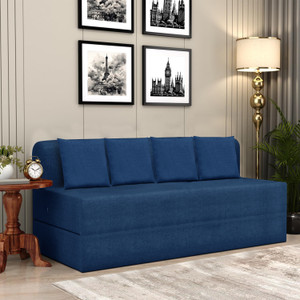 flipkart perfect homes 6x6 - feet lightweight sofa cum bed 4 seater double foam fold out sofa cum bed finish color - blue delivery condition - pre-assembled