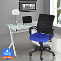 Flipkart Perfect Homes Fabric Office Arm Chair (Black, Blue, Optional Installation Available)
