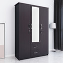 Flipkart Perfect Homes Olympus Engineered Wood 3 Door Wardrobe (Finish Color - Wenge, Mirror Included, Knock Down)