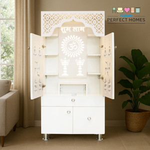 flipkart perfect homes pooja mandir with led light engineered wood home temple height 130 pre-assembled