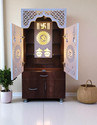 Flipkart Perfect Homes Premium quality Brown Home Temple|Pooja Unit|Pooja Mandir| inbuilt LED light Engineered Wood Home Temple (Height: 130, Pre-assembled)
