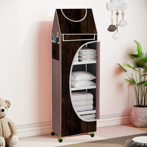 flipkart perfect homes studio baby 5 layer unbreakable material pvc with wheels collapsible wardrobe pp collapsible wardrobe finish color - a5 print_brown diydo-it-yourself