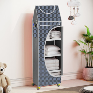 flipkart perfect homes studio baby 5 layer unbreakable material pvc with wheels collapsible wardrobe pp collapsible wardrobe finish color - a5 print_grey diydo-it-yourself