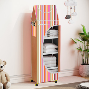 flipkart perfect homes studio baby 5 layer unbreakable material pvc with wheels collapsible wardrobe pp collapsible wardrobe finish color - a5 print_orangemulticolor diydo-it-yourself
