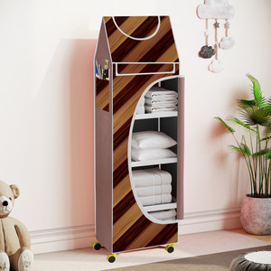flipkart perfect homes studio baby 5 layer unbreakable material pvc with wheels collapsible wardrobe pp collapsible wardrobe finish color - a5 print_browngold diydo-it-yourself