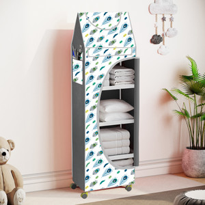 flipkart perfect homes studio baby 5 layer unbreakable material pvc with wheels collapsible wardrobe pp collapsible wardrobe finish color - a5 print_greyblue diydo-it-yourself