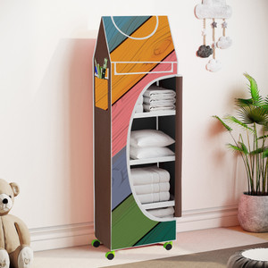 flipkart perfect homes studio baby 5 layer unbreakable material pvc with wheels collapsible wardrobe pp collapsible wardrobe finish color - a5 print_brownmulticolor diydo-it-yourself