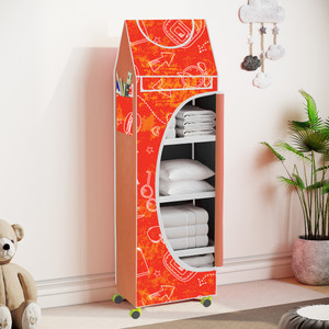 flipkart perfect homes studio baby 5 layer unbreakable material pvc with wheels collapsible wardrobe pp collapsible wardrobe finish color - a5 print_orangeyellow diydo-it-yourself