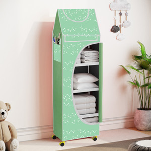 flipkart perfect homes studio baby 5 layer unbreakable material pvc with wheels collapsible wardrobe pp collapsible wardrobe finish color - a5 print_greenwhite diydo-it-yourself