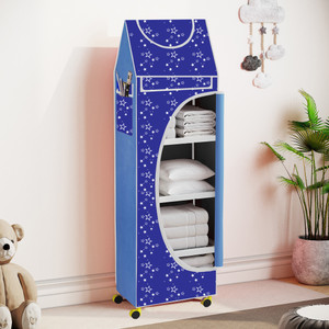 flipkart perfect homes studio baby 5 layer unbreakable material pvc with wheels collapsible wardrobe pp collapsible wardrobe finish color - a5 print_bluewhite diydo-it-yourself