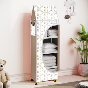 flipkart perfect homes studio baby 5 layer unbreakable material pvc with wheels collapsible wardrobe pp collapsible wardrobe finish color - a5 print_beigewhite diydo-it-yourself