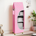 Flipkart Perfect Homes Studio Baby 5 Layer Unbreakable Material PVC With Wheels Collapsible Wardrobe PP Collapsible Wardrobe (Finish Color - A5 PRINT_PINK::White, DIY(Do-It-Yourself))