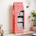 Flipkart Perfect Homes Studio Baby 5 Layer Unbreakable Material PVC With Wheels Collapsible Wardrobe PP Collapsible Wardrobe (Finish Color - A5 PRINT_RED::Pink, DIY(Do-It-Yourself))