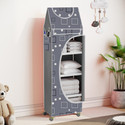Flipkart Perfect Homes Studio Baby 5 Layer Unbreakable Material PVC With Wheels Collapsible Wardrobe PP Collapsible Wardrobe (Finish Color - A5 PRINT_GREY::Black, DIY(Do-It-Yourself))