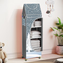 Flipkart Perfect Homes Studio Baby 5 Layer Unbreakable Material PVC With Wheels Collapsible Wardrobe PP Collapsible Wardrobe (Finish Color - A5 PRINT_GREY::Silver, DIY(Do-It-Yourself))