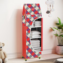 Flipkart Perfect Homes Studio Baby 5 Layer Unbreakable Material PVC With Wheels Collapsible Wardrobe PP Collapsible Wardrobe (Finish Color - A5 PRINT_RED::Multicolor, DIY(Do-It-Yourself))
