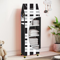 Flipkart Perfect Homes Studio Baby 5 Layer Unbreakable Material PVC With Wheels Collapsible Wardrobe PP Collapsible Wardrobe (Finish Color - A5 PRINT_BLACK::White, DIY(Do-It-Yourself))