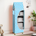 Flipkart Perfect Homes Studio Baby 5 Layer Unbreakable Material PVC With Wheels Collapsible Wardrobe PP Collapsible Wardrobe (Finish Color - A5 PRINT_SKY BLUE::White, DIY(Do-It-Yourself))
