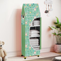 Flipkart Perfect Homes Studio Baby 5 Layer Unbreakable Material PVC With Wheels Collapsible Wardrobe PP Collapsible Wardrobe (Finish Color - A5 PRINT_GREEN::Green, DIY(Do-It-Yourself))
