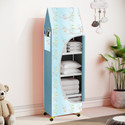 Flipkart Perfect Homes Studio Baby 5 Layer Unbreakable Material PVC With Wheels Collapsible Wardrobe PP Collapsible Wardrobe (Finish Color - A5 PRINT_SKY BLUE, DIY(Do-It-Yourself))