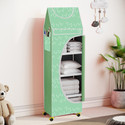 Flipkart Perfect Homes Studio Baby 5 Layer Unbreakable Material PVC With Wheels Collapsible Wardrobe PP Collapsible Wardrobe (Finish Color - A5 PRINT_GREEN::White, DIY(Do-It-Yourself))