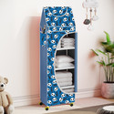 Flipkart Perfect Homes Studio Baby 5 Layer Unbreakable Material PVC With Wheels Collapsible Wardrobe PP Collapsible Wardrobe (Finish Color - A5 PRINT_BLUE::Black, DIY(Do-It-Yourself))