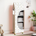 Flipkart Perfect Homes Studio Baby 5 Layer Unbreakable Material PVC With Wheels Collapsible Wardrobe PP Collapsible Wardrobe (Finish Color - A5 PRINT_BEIGE::White, DIY(Do-It-Yourself))