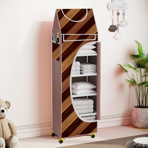flipkart perfect homes studio baby 6 layer unbreakable material pvc with wheels collapsible wardrobe pp collapsible wardrobe finish color - a6 print_browngold diydo-it-yourself