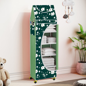 flipkart perfect homes studio baby 6 layer unbreakable material pvc with wheels collapsible wardrobe pp collapsible wardrobe finish color - a6 print_dark greenwhite diydo-it-yourself
