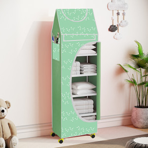 flipkart perfect homes studio baby 6 layer unbreakable material pvc with wheels collapsible wardrobe pp collapsible wardrobe finish color - a6 print_greenwhite diydo-it-yourself