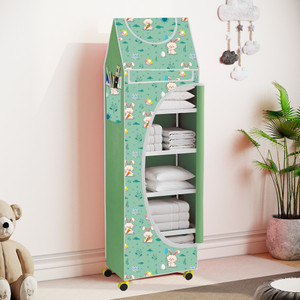 flipkart perfect homes studio baby 6 layer unbreakable material pvc with wheels collapsible wardrobe pp collapsible wardrobe finish color - a6 print_greengreen diydo-it-yourself