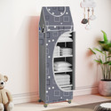 Flipkart Perfect Homes Studio Baby 6 Layer Unbreakable Material PVC With Wheels Collapsible Wardrobe PP Collapsible Wardrobe (Finish Color - A6 PRINT_GREY::Black, DIY(Do-It-Yourself))