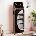 Flipkart Perfect Homes Studio Baby 6 Layer Unbreakable Material PVC With Wheels Collapsible Wardrobe PP Collapsible Wardrobe (Finish Color - A6 PRINT_BROWN, DIY(Do-It-Yourself))