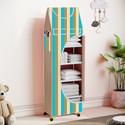 Flipkart Perfect Homes Studio Baby 6 Layer Unbreakable Material PVC With Wheels Collapsible Wardrobe PP Collapsible Wardrobe (Finish Color - A6 PRINT_BEIGE::Multicolor, DIY(Do-It-Yourself))