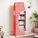 Flipkart Perfect Homes Studio Baby 6 Layer Unbreakable Material PVC With Wheels Collapsible Wardrobe PP Collapsible Wardrobe (Finish Color - A6 PRINT_RED::Pink, DIY(Do-It-Yourself))