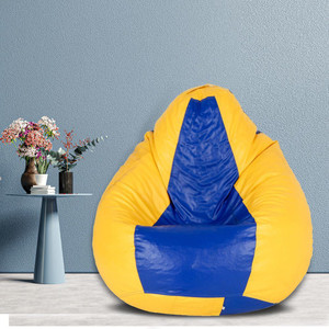 flipkart perfect homes studio jumbo tear drop bean bag cover  without beans yellow blue yellow