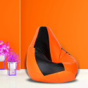 Flipkart Perfect Homes Studio Jumbo Tear Drop Bean Bag Cover  (Without Beans) (Orange, Black, Orange)