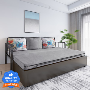 flipkart perfect homes studio with storage 3 seater double metal pull out sofa cum bed