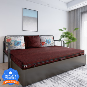 flipkart perfect homes studio with storage 3 seater double metal pull out sofa cum bed