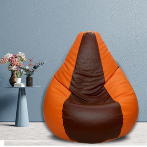 flipkart perfect homes studio xxl tear drop bean bag cover  without beans orange brown orange