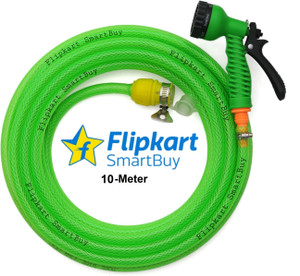 flipkart smartbuy 10 meter 32 feet braided pipe diameter 05 inch12 mm flexible pipe  water tap adapter 7 pattern spray gun and braided green garden hose pipe 1000 cm