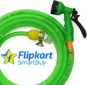 Flipkart SmartBuy 15 Meter (49 feet) Braided Pipe (Diameter :½’’,0.5 inch,12 mm) Flexible Pipe : Water Tap Adapter, 7 Pattern Spray Gun and Braided Green Garden Hose Pipe