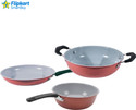 Flipkart SmartBuy 3-Piece Cookware Combo Set Induction Bottom Non-Stick Coated Cookware Set (Aluminium, 3 - Piece)