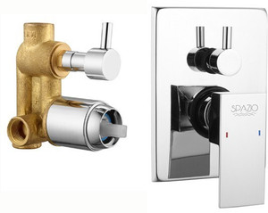 flipkart smartbuy brass single lever divertor high flow kube series complete set with add-ons brass single lever 4 way2 inlet concealed body upper brass plate  handles diverter faucet wall mount installation type