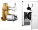 Flipkart SmartBuy Brass Single Lever Divertor High Flow KUBE Series Complete Set With Add-ons: Brass Single Lever 4 Way/2 Inlet Concealed Body, Upper Brass Plate & Handles Diverter Faucet (Wall Mount Installation Type)